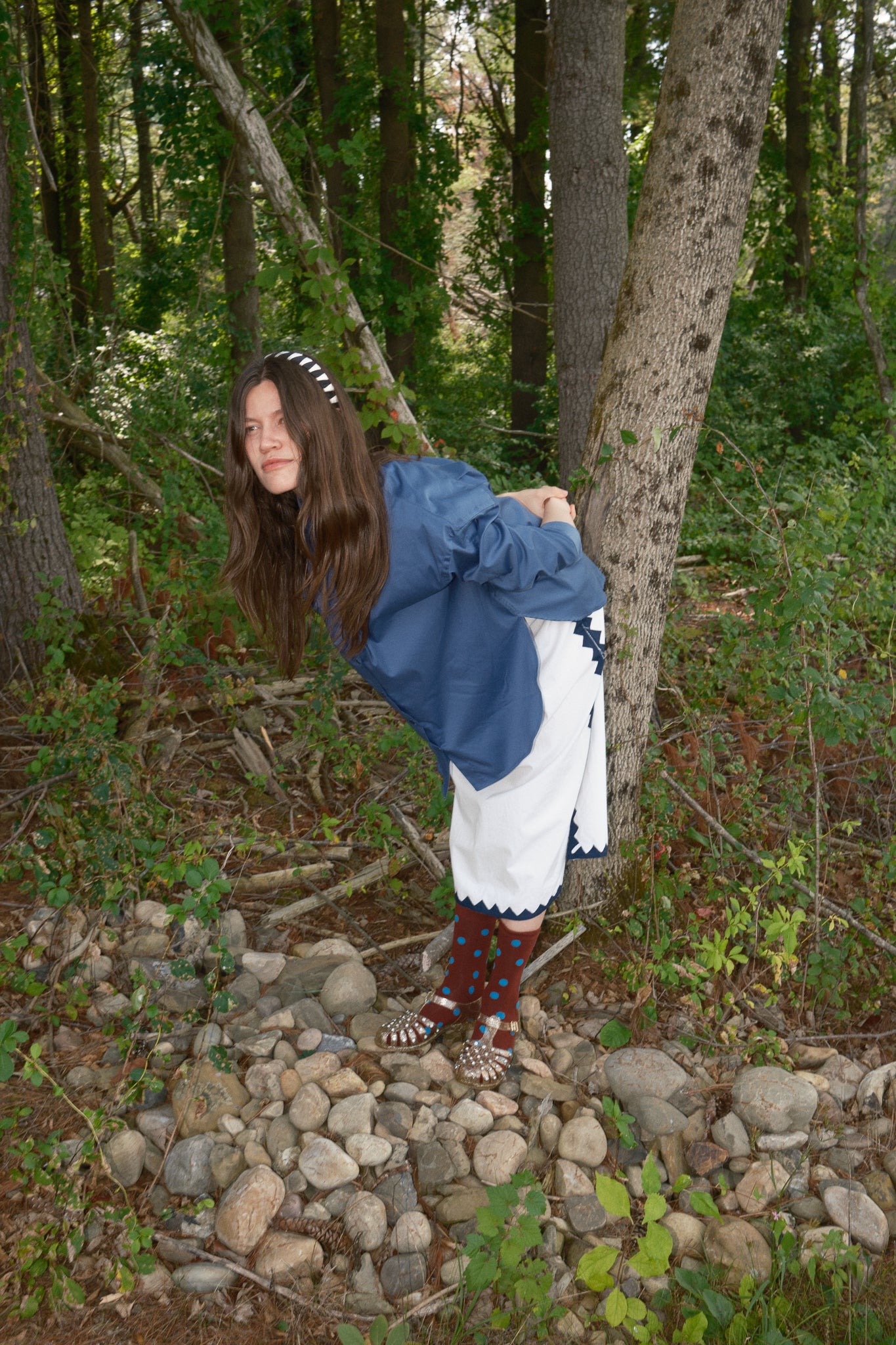Alma Skirt Zig Zag Appliqué -  Ivory/ Navy