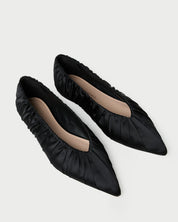 Lane Black Satin Ballet Flat