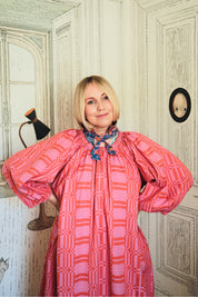 Nikki Chasin x The House That Lars Built Ballad Dress in Red/Pink Astrid Weave