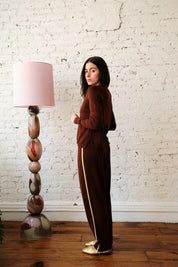 Arthur Merino Track Pants - Cognac/Celery