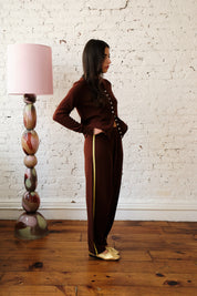 Arthur Merino Track Pants - Cognac/Celery