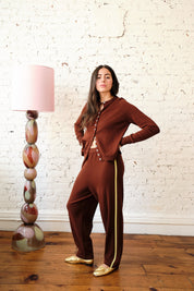 Arthur Merino Track Pants - Cognac/Celery