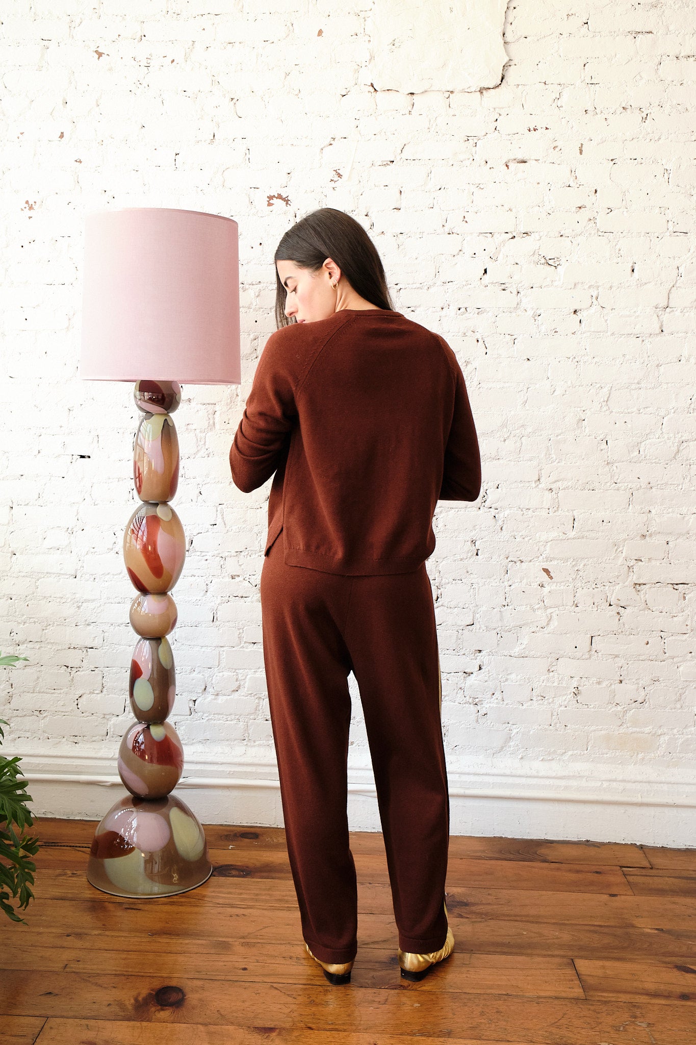 Arthur Merino Track Pants - Cognac/Celery