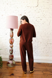 Arthur Merino Track Pants - Cognac/Celery