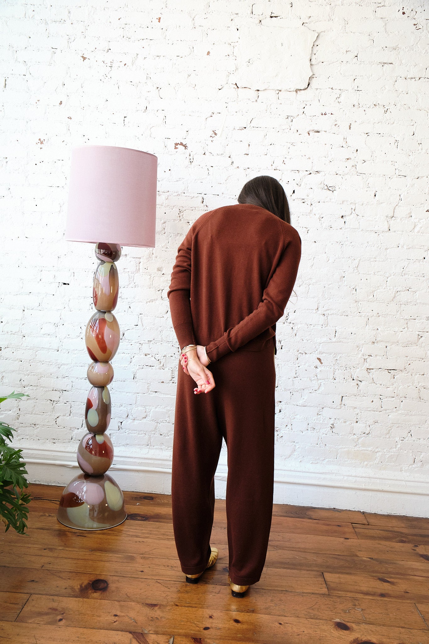 Arthur Merino Track Pants - Cognac/Celery