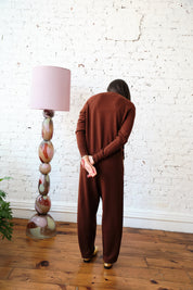 Arthur Merino Track Pants - Cognac/Celery