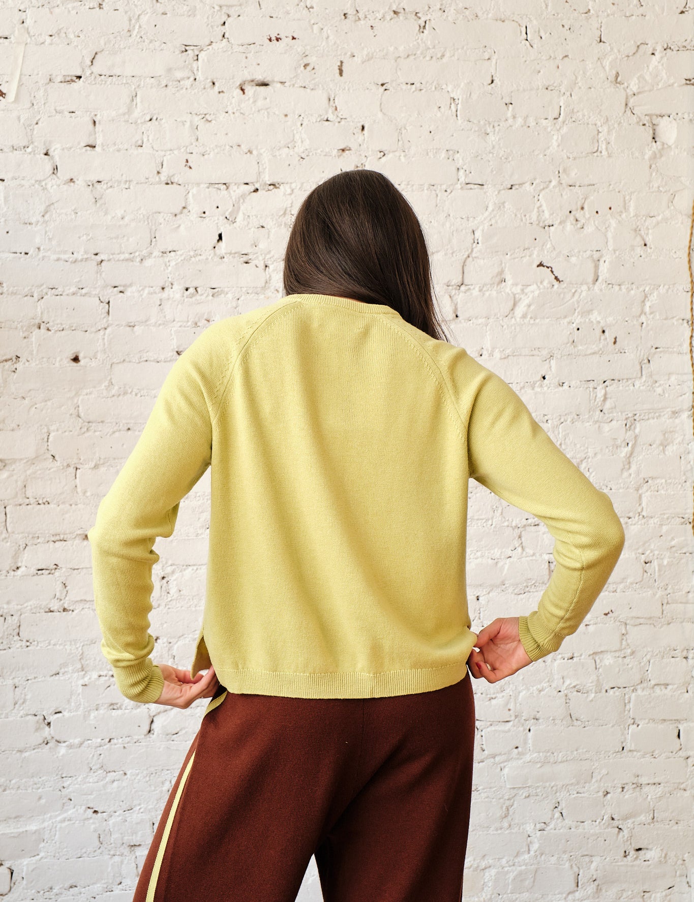 Clarence Merino Cardigan - Celery, view 4