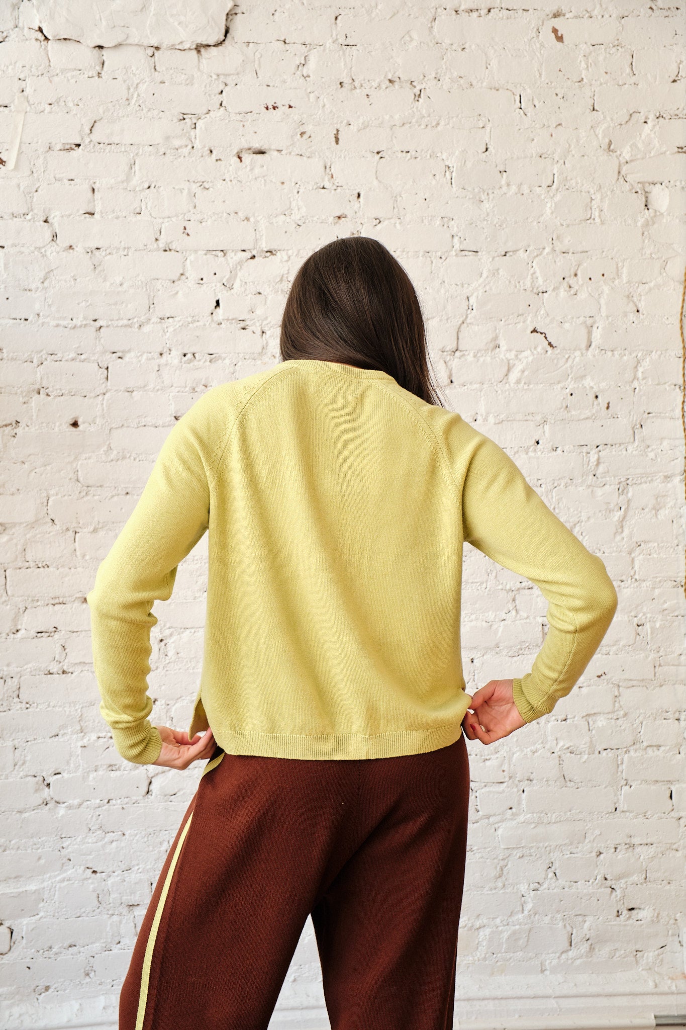 Clarence Merino Cardigan - Celery
