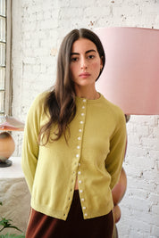 Clarence Merino Cardigan - Celery