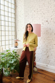 Clarence Merino Cardigan - Celery