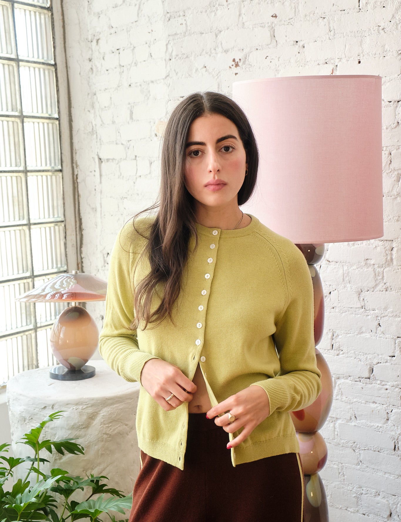 Clarence Merino Cardigan - Celery, view 3