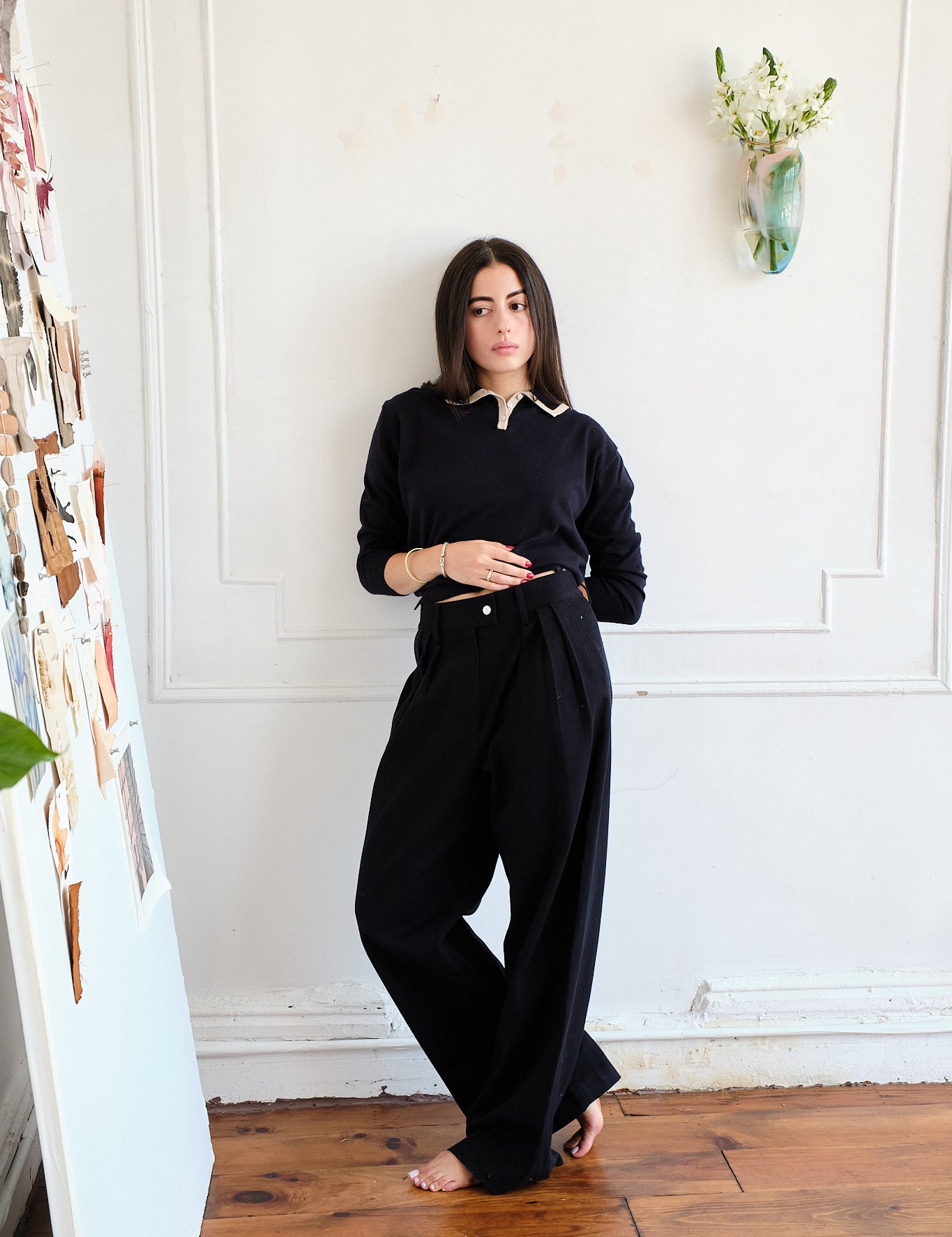 Sosa Pleated Trouser - Black, view 3