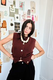 Wooden Bobble Necklace - Natural/Green