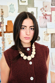 Wooden Bobble Necklace - Natural/Green