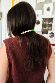 Wooden Bobble Necklace - Natural/Green