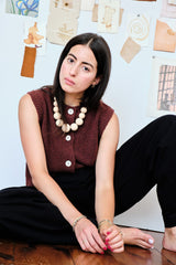 Wooden Bobble Necklace - Natural/Green