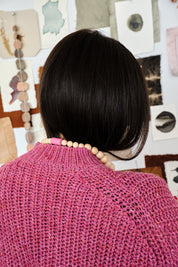 Wooden Bobble Necklace - Natural/Pink