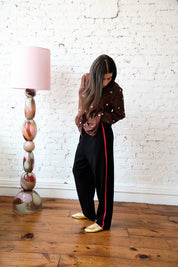 Arthur Merino Track Pants - Black/Flame