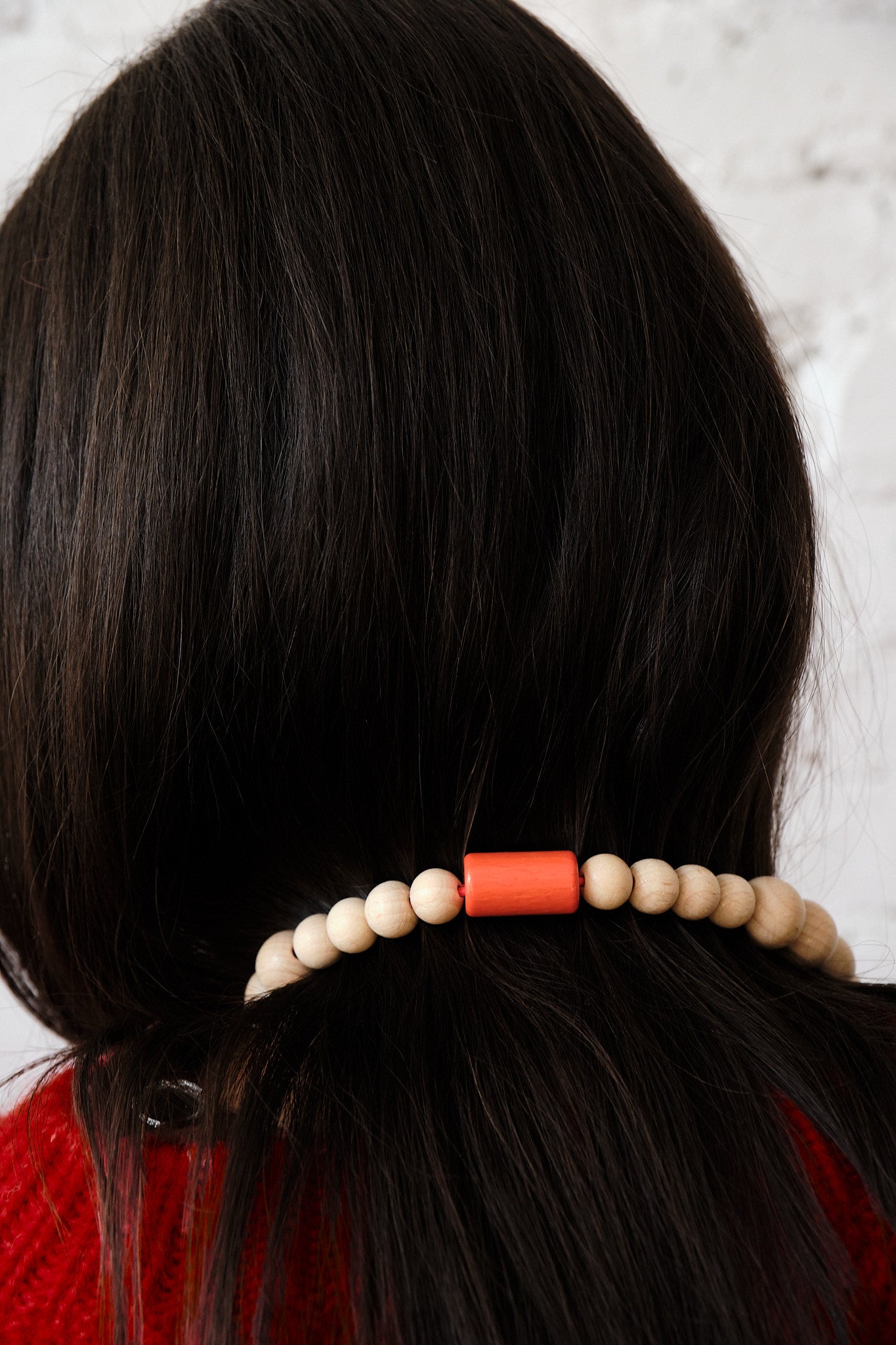 Wooden Bobble Necklace - Natural/Orange
