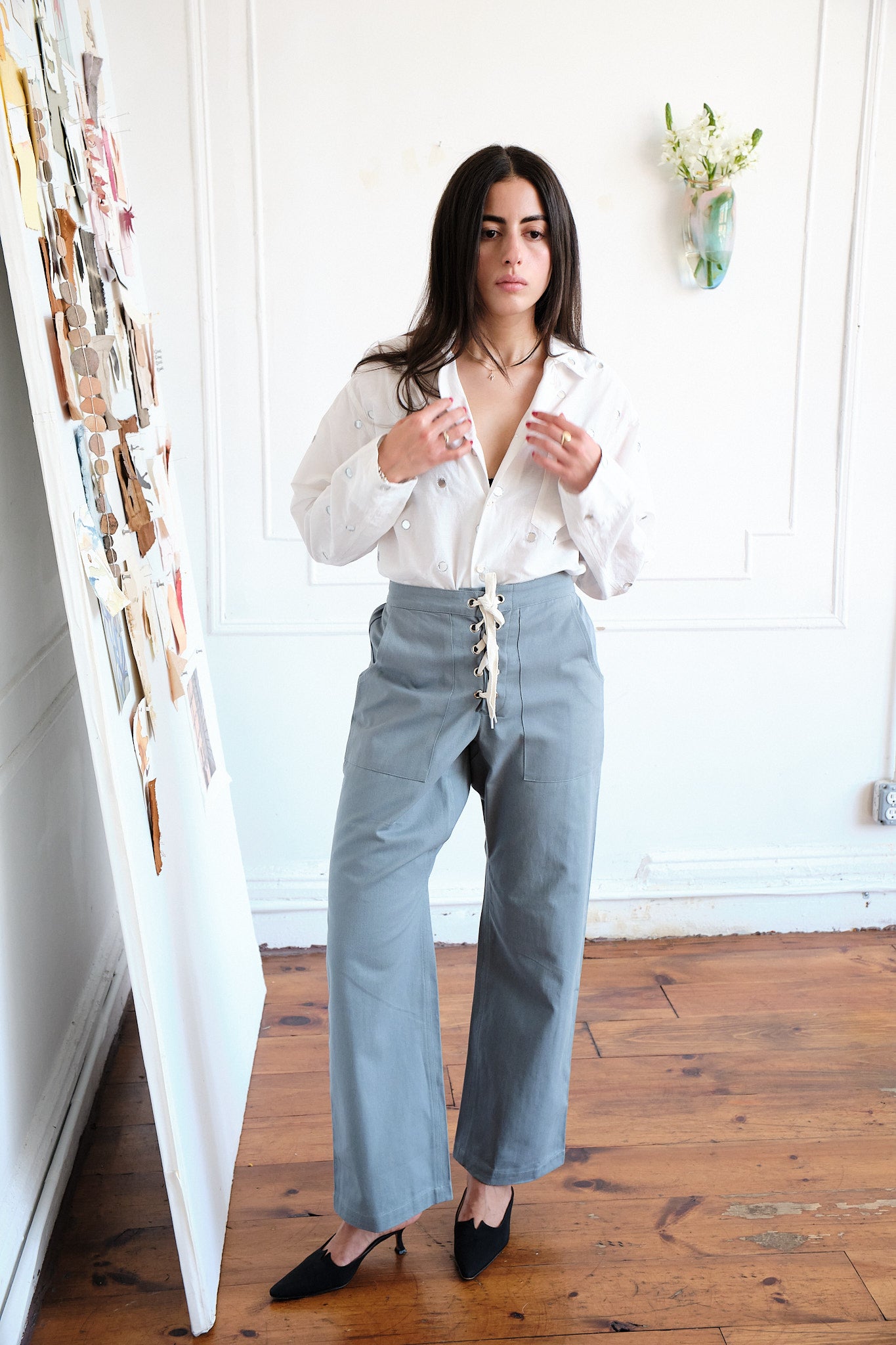 Lasso Lace Up Pant - Marine Twill
