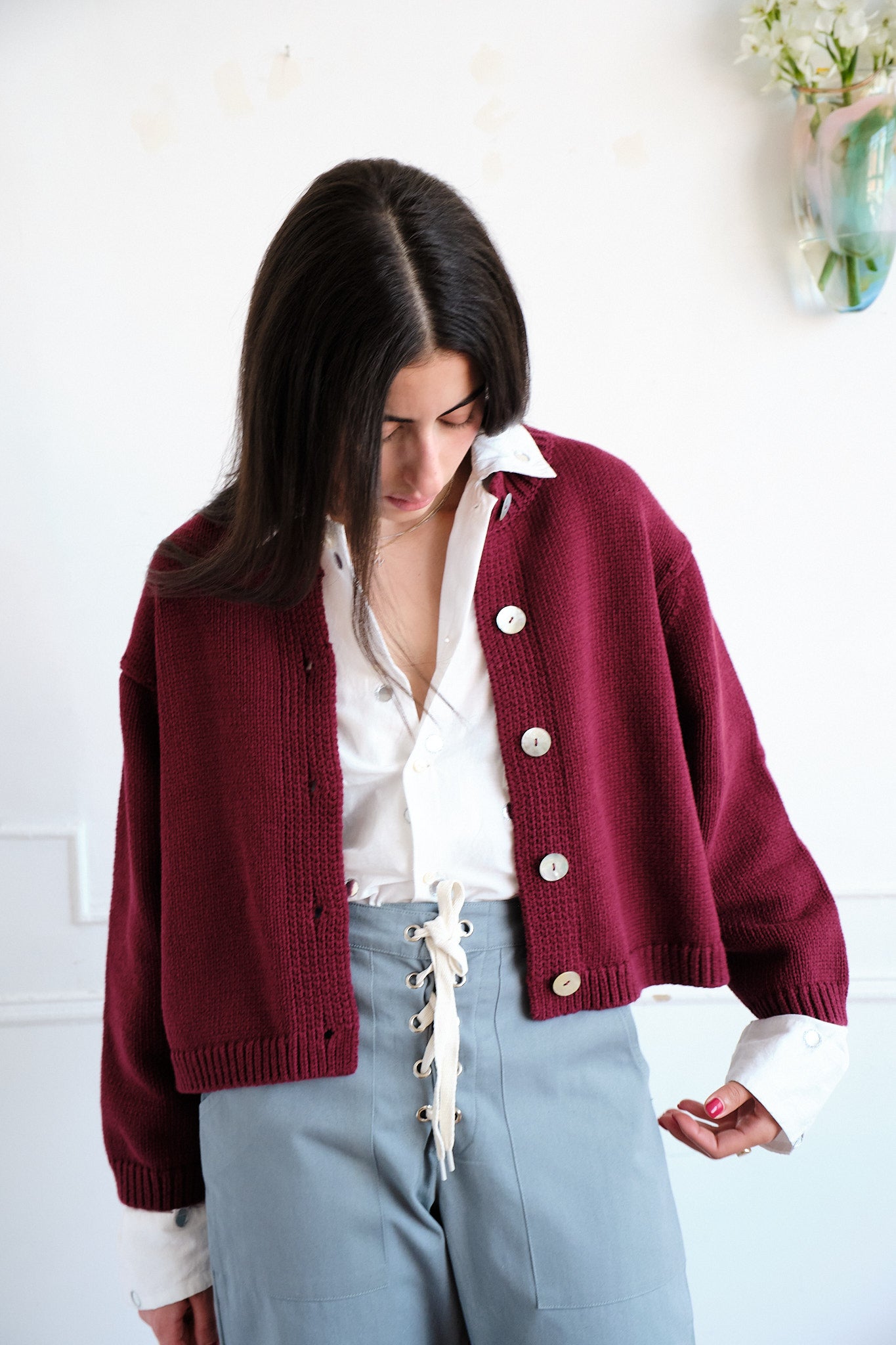 Shiloh Cotton Cardigan - Plum