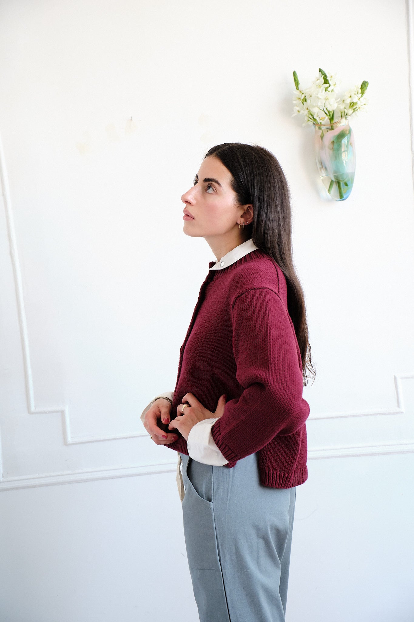 Shiloh Cotton Cardigan - Plum