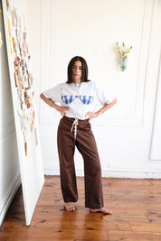 Lasso Lace Up Pant - Chocolate Twill