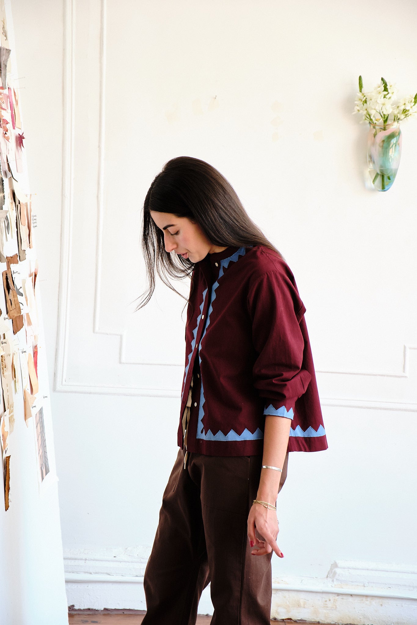 Alpha Buttondown Zig Zag Appliqué - Wine/Grotto