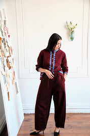 Alpha Buttondown Zig Zag Appliqué - Wine/Grotto