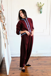 Alpha Buttondown Zig Zag Appliqué - Wine/Grotto