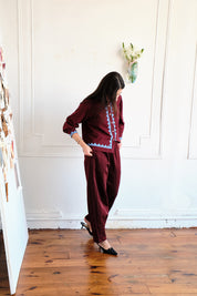 Alpha Buttondown Zig Zag Appliqué - Wine/Grotto