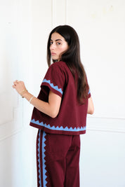 Corso Buttondown Zig Zag Appliqué - Wine/Grotto