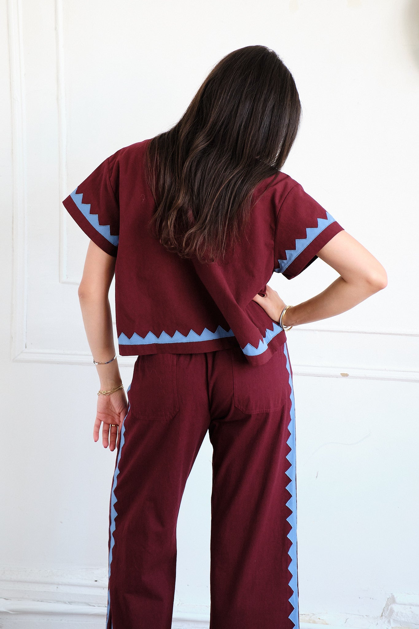 Corso Buttondown Zig Zag Appliqué - Wine/Grotto