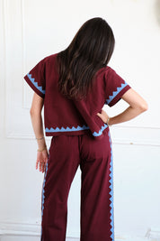 Corso Buttondown Zig Zag Appliqué - Wine/Grotto