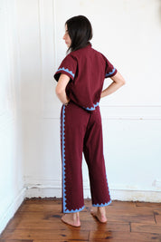 Corso Buttondown Zig Zag Appliqué - Wine/Grotto