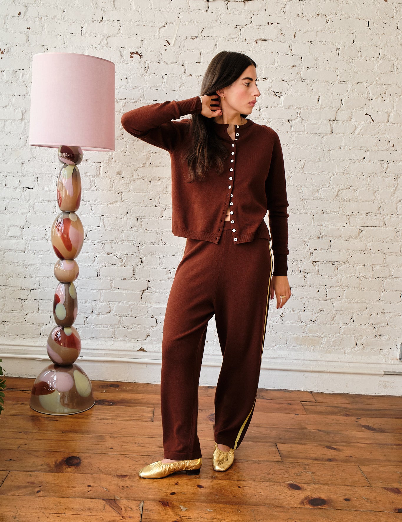 Clarence Merino Cardigan - Cognac, view 2