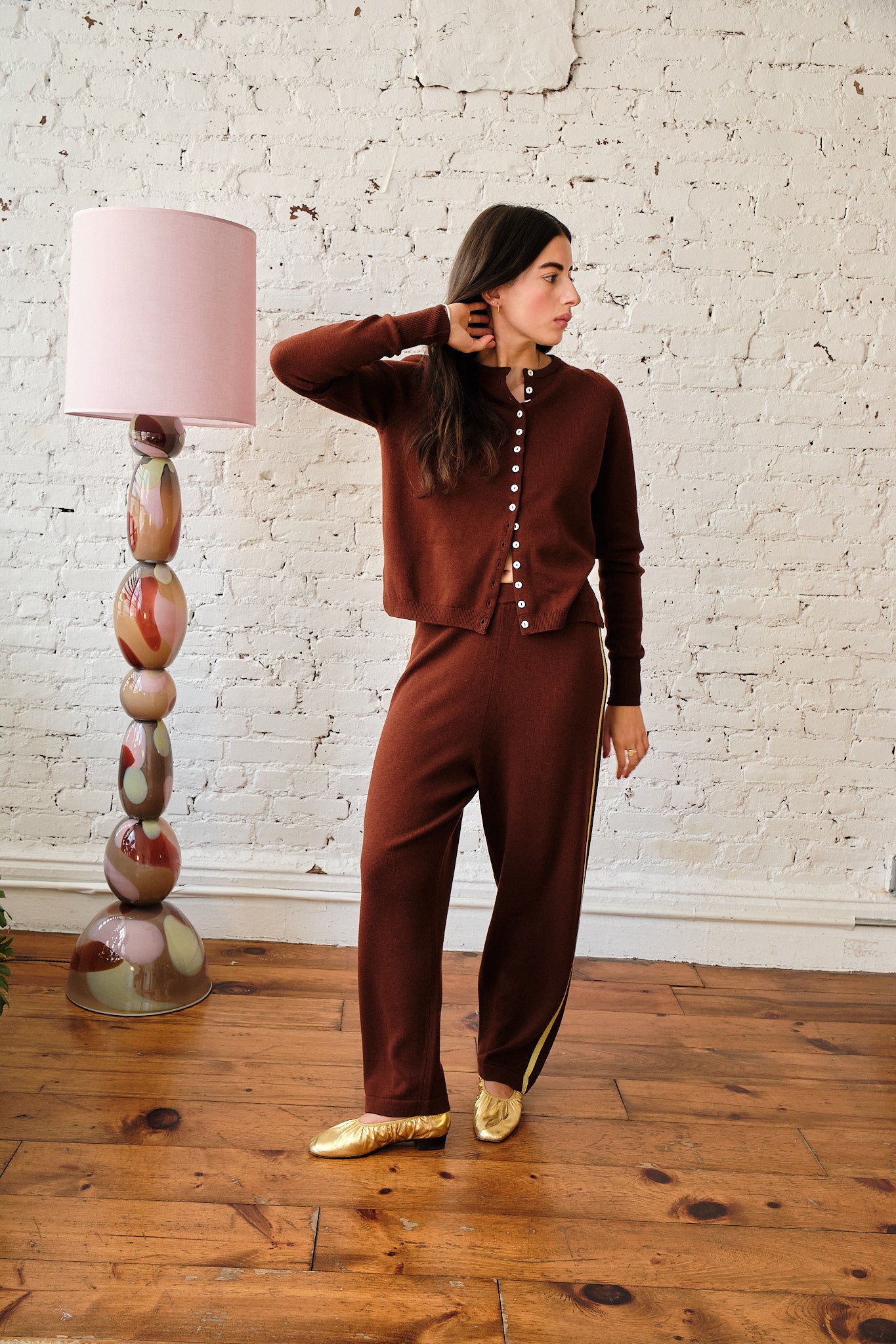 Clarence Merino Cardigan - Cognac, view 2