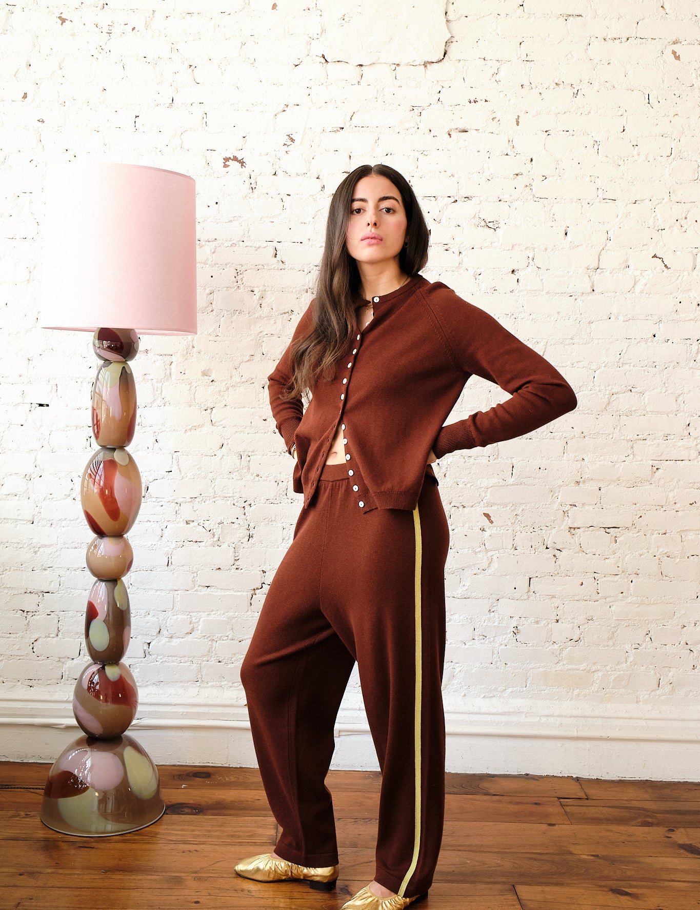 Clarence Merino Cardigan - Cognac, view 3