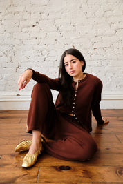 Clarence Merino Cardigan - Cognac