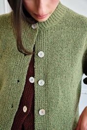 Sheba Cardigan Textured Merino - Moss Speckle
