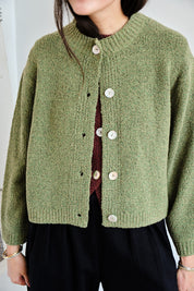 Sheba Cardigan Textured Merino - Moss Speckle