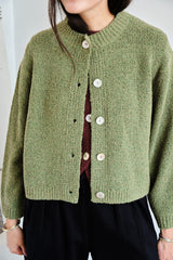 Sheba Cardigan Textured Merino - Moss Speckle