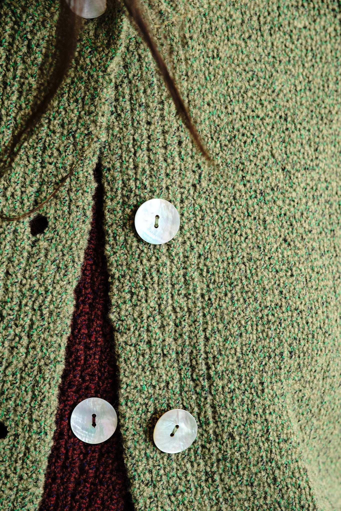 Sheba Cardigan Textured Merino - Moss Speckle