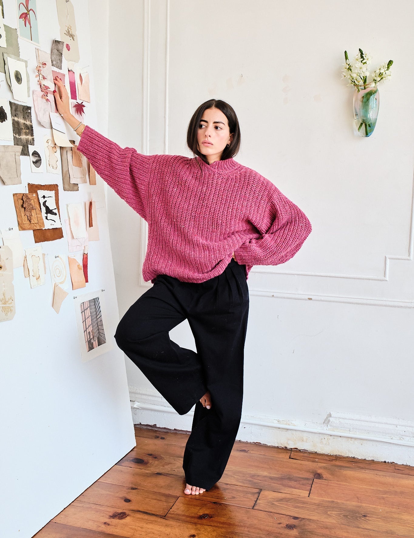 Sy Tweed Pullover - Pink, view 3
