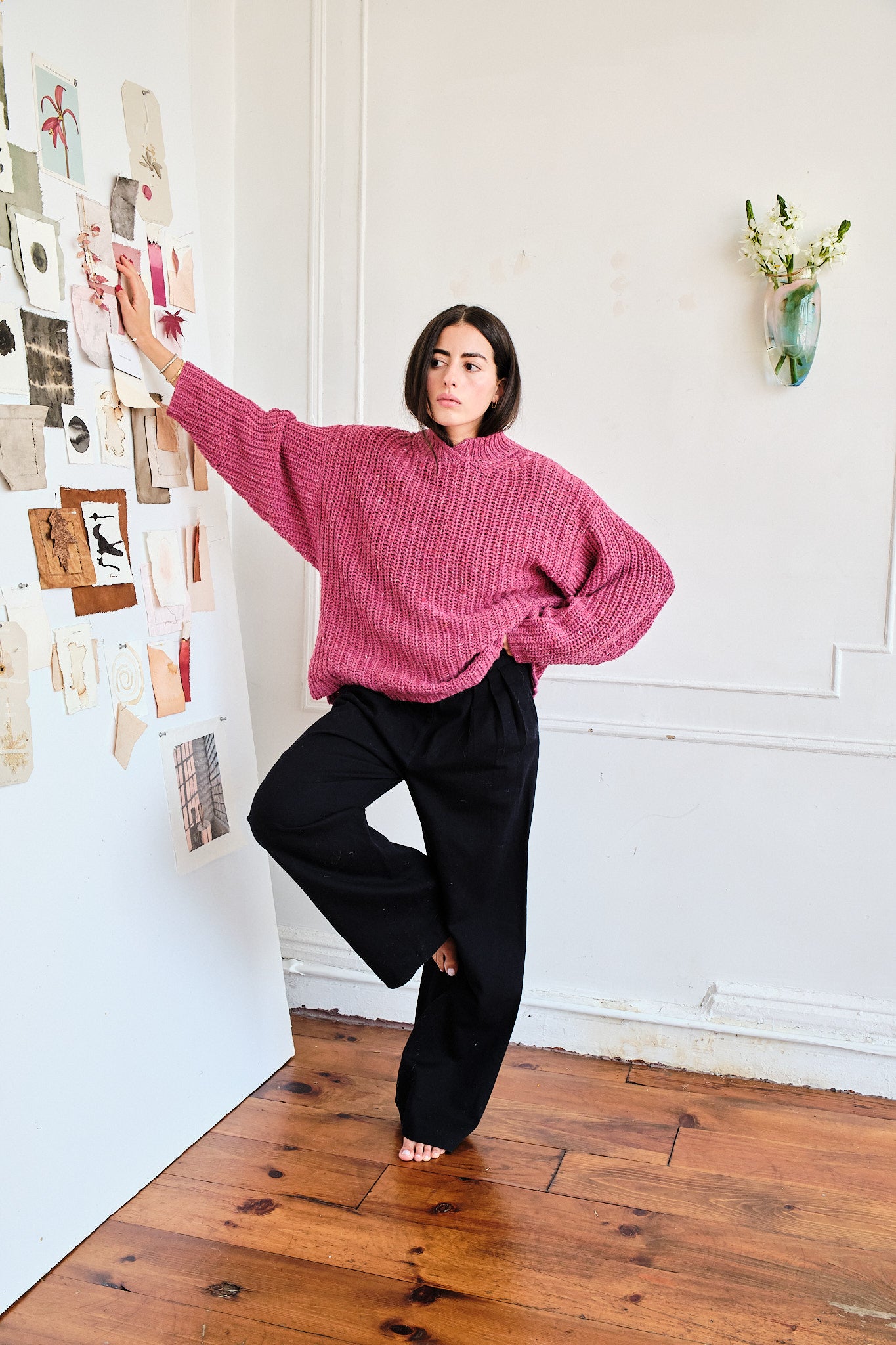 Sy Tweed Pullover - Pink, view 3