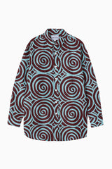 Nestor Buttondown Cotton/Silk - Spiral Sky/Burgundy