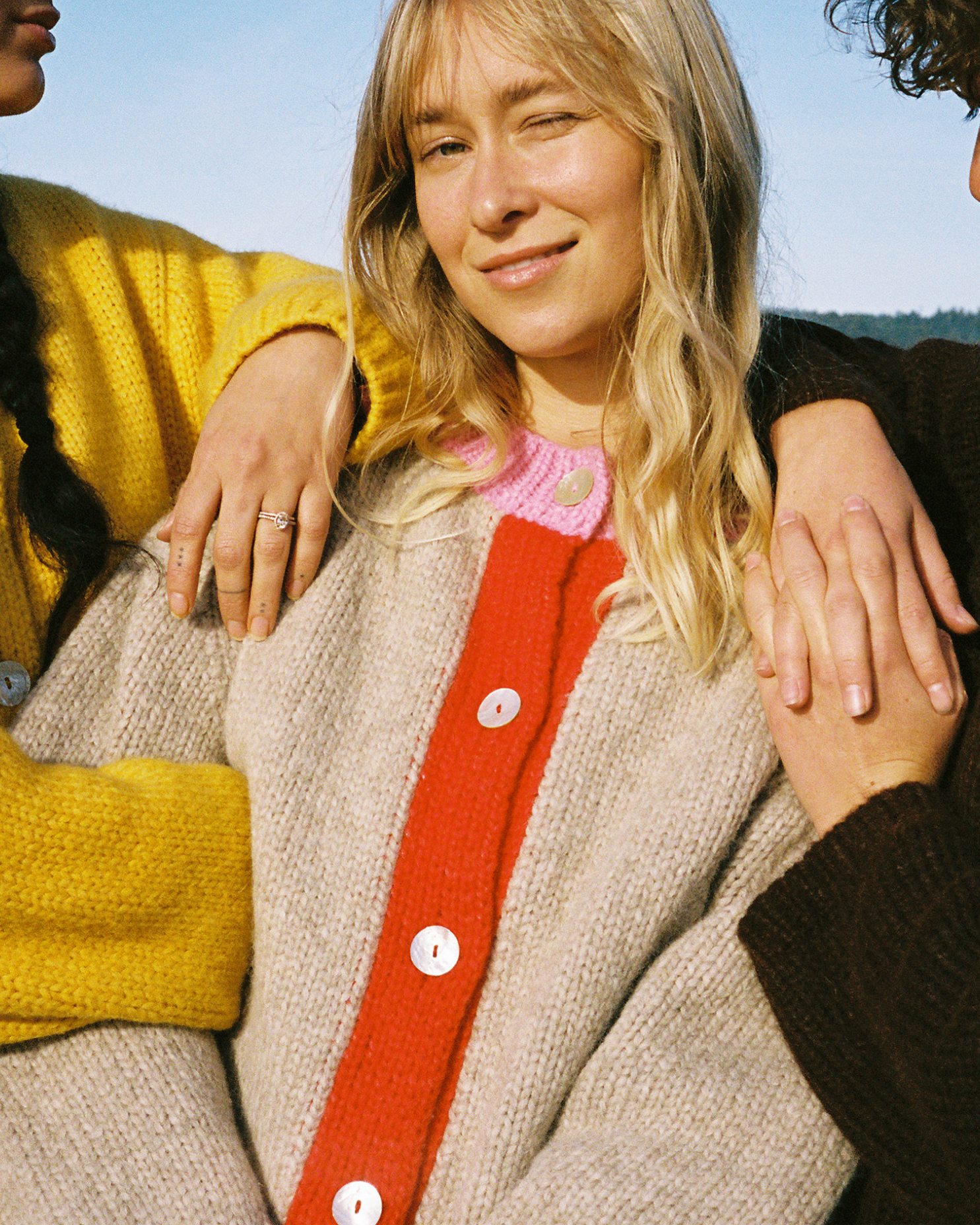 Sheba Cardigan Sweater - Oatmeal Colorblock, view 3