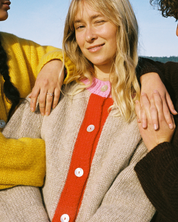 Sheba Cardigan Sweater- Oatmeal Colorblock