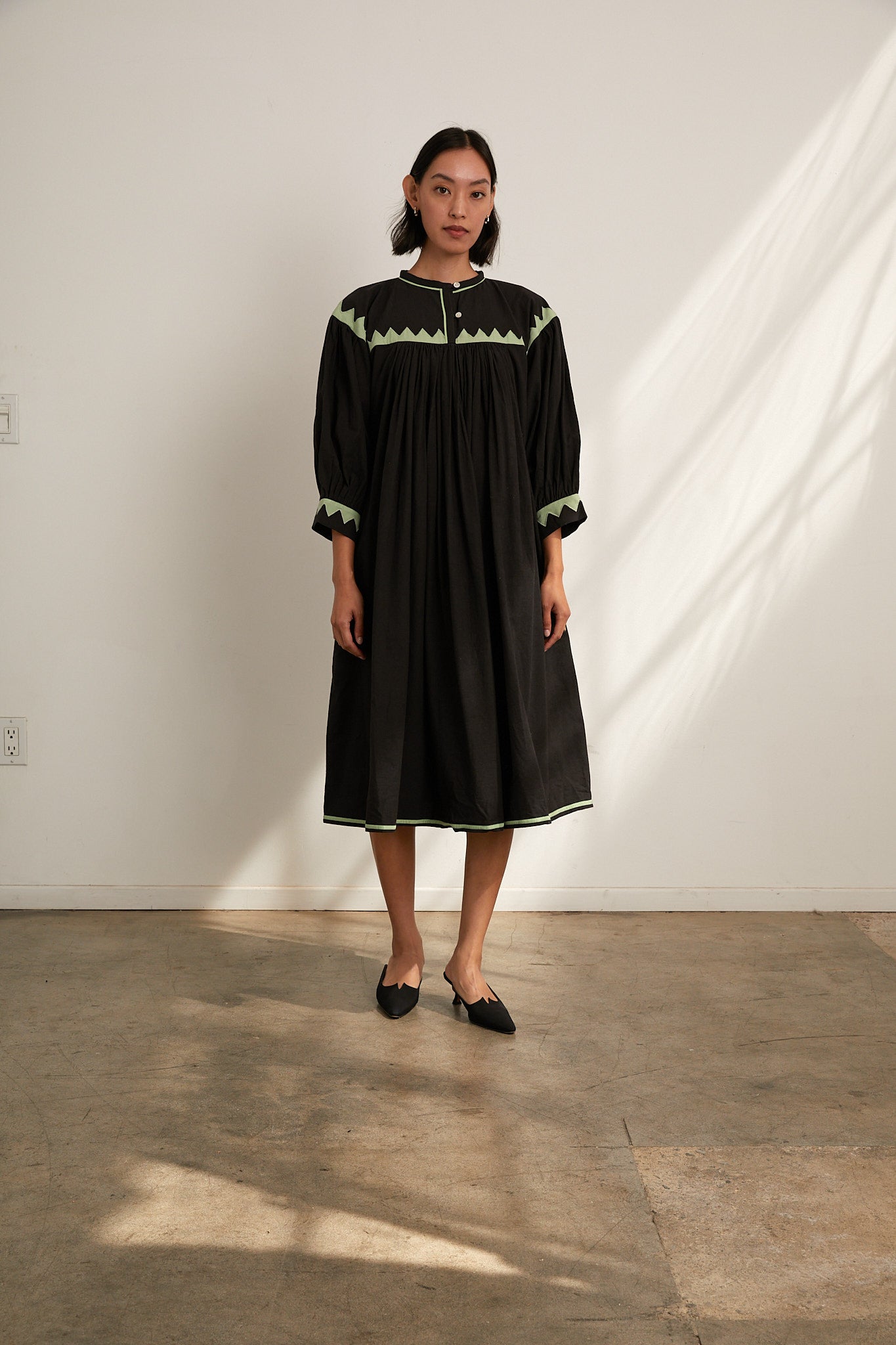 Twirling Dress  Zig Zag - Black/Grasshopper