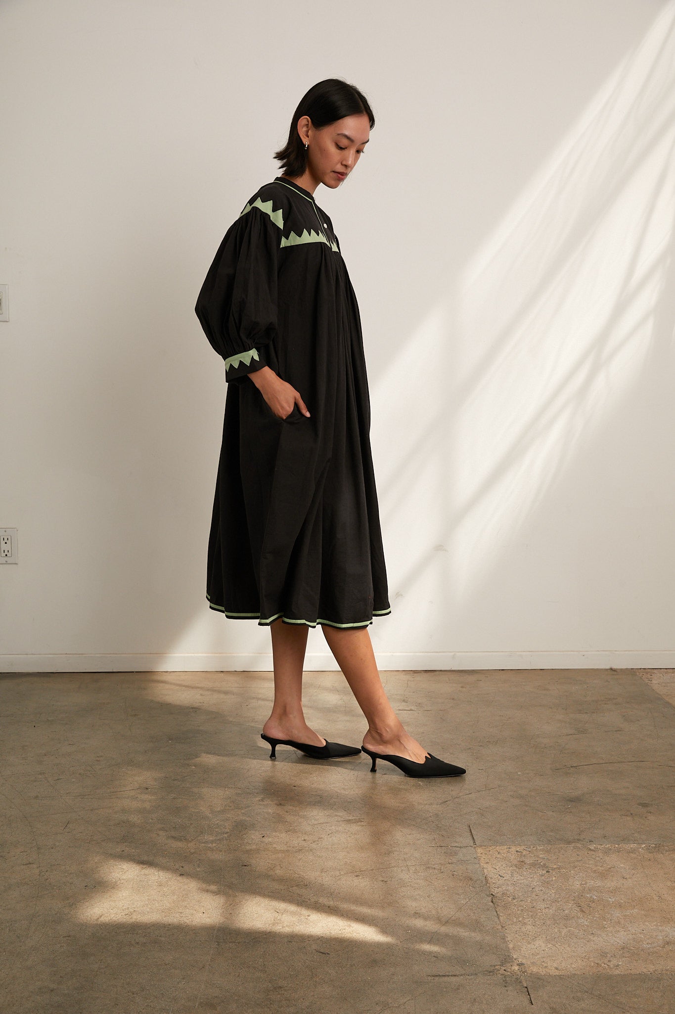 Twirling Dress  Zig Zag - Black/Grasshopper
